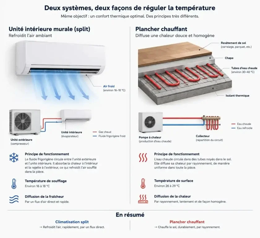 Comparaison technique entre une pompe à chaleur air-air et une pompe à chaleur air-eau pour le rafraîchissement
