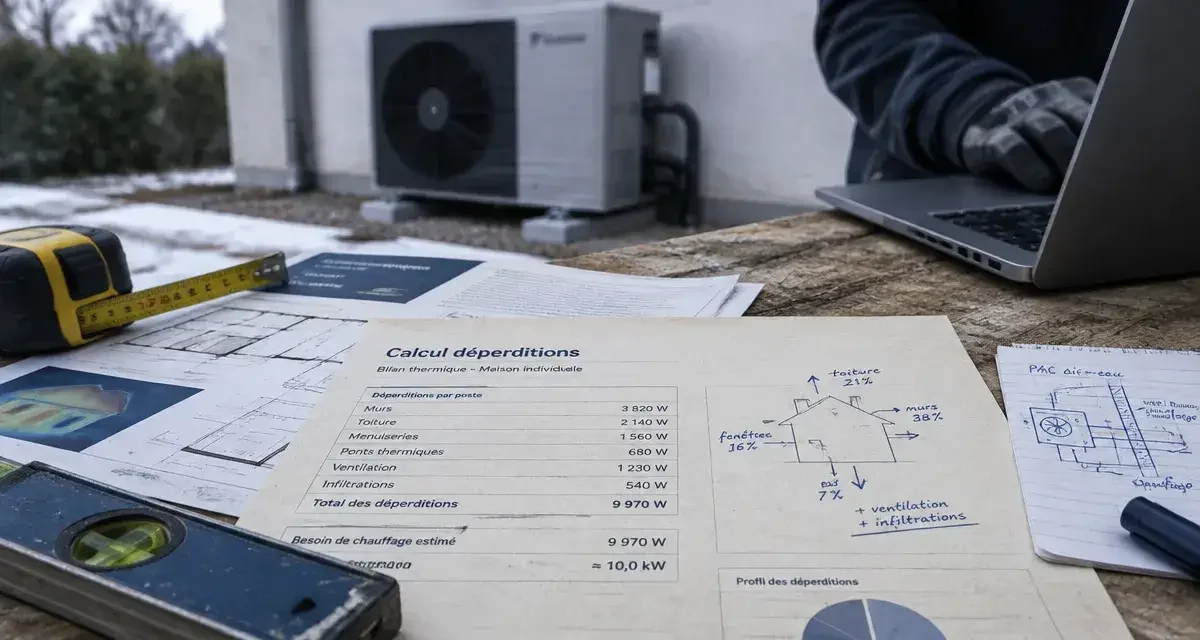 Pompe à chaleur air-eau : pourquoi le calcul de déperditions est votre seule protection contre le surdimensionnement