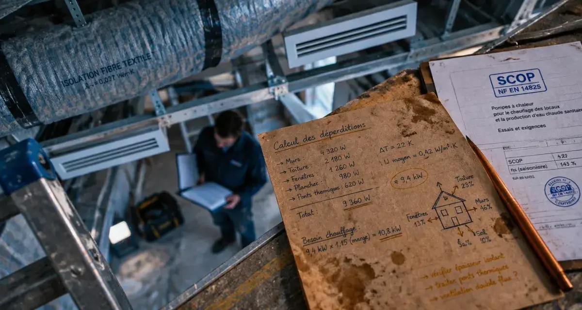 Pompe à chaleur air-air gainable : pourquoi le calcul de déperditions est votre meilleur investissement